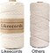 Cotton Macrame Cord, 3mm x 100m, 3 Strand Twisted, Macrame Rope & String for Craft, Knitting, Plant Hangers, Wedding & Christmas Decor (Natural White)